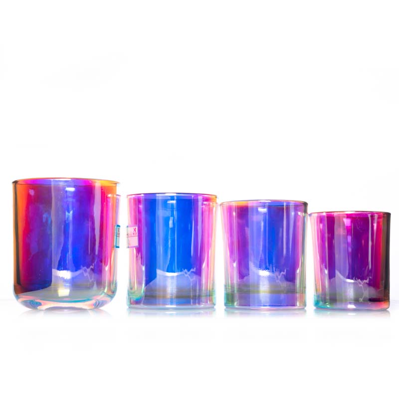 Scented candle cup Electroplated glass candle cup gilding silk screen spray candle cup with lid