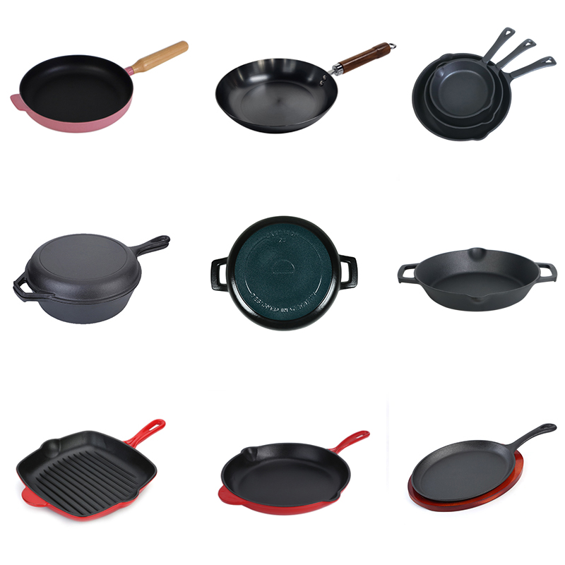Wholesale Pre-Seasoned Kitchen Skillet Manufacturers Professional Anti-rust Cast Iron Frying Pan