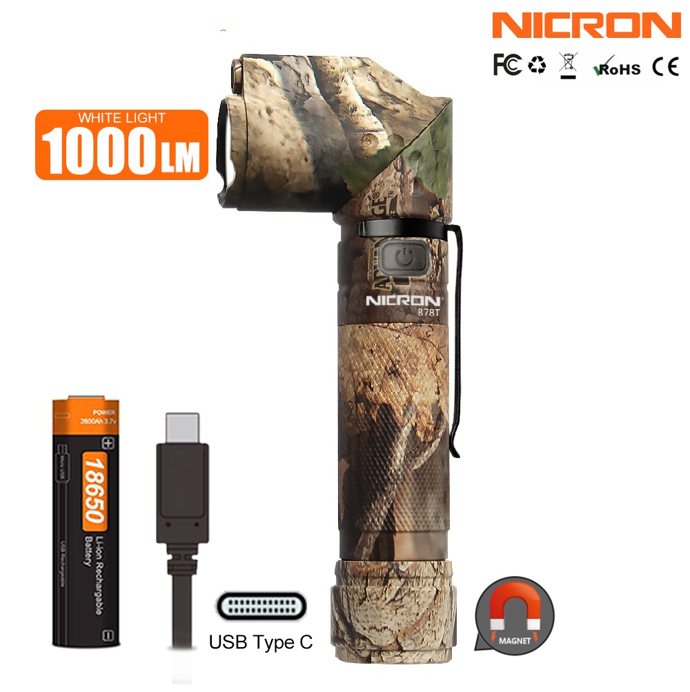 NICRON B78T Rechargeable Twist laser flashlight with extra red and green light