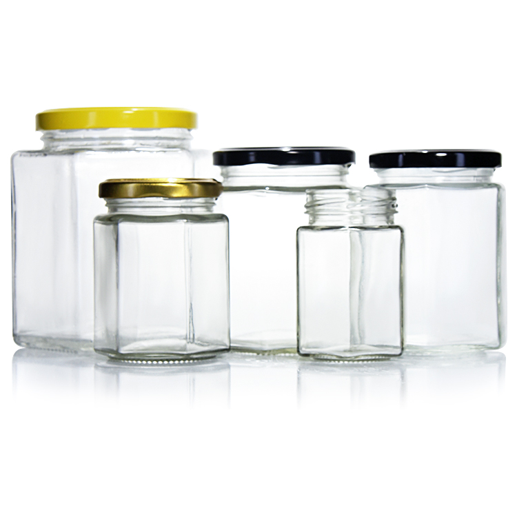 Hexagonal glass jar