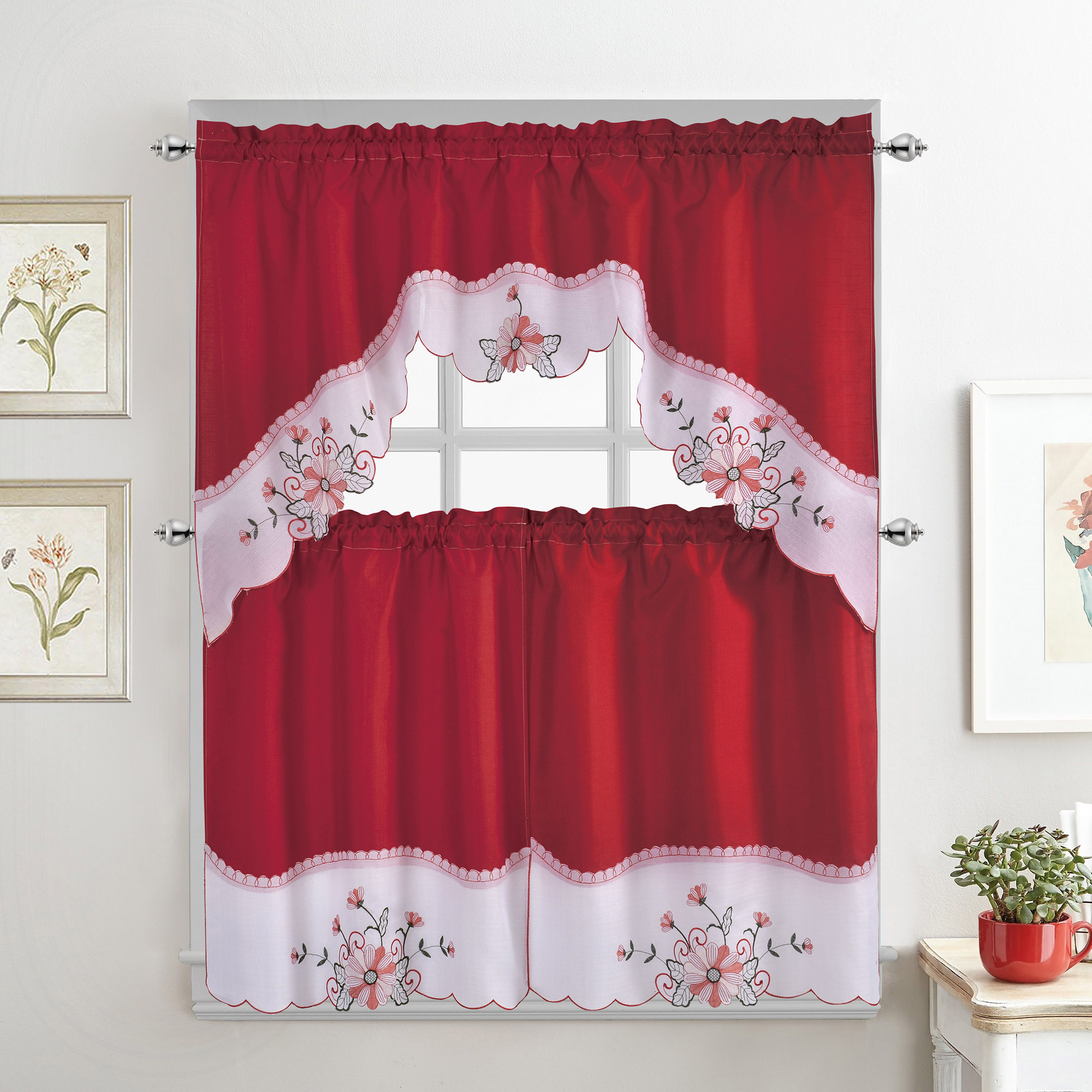 kitchen curtain，embroidered table cloth， table runner