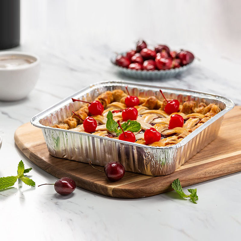 Square Aluminum Foil Containers with Lids, Disposable Food Storage Boxes, Food-Grade Aluminum Trays