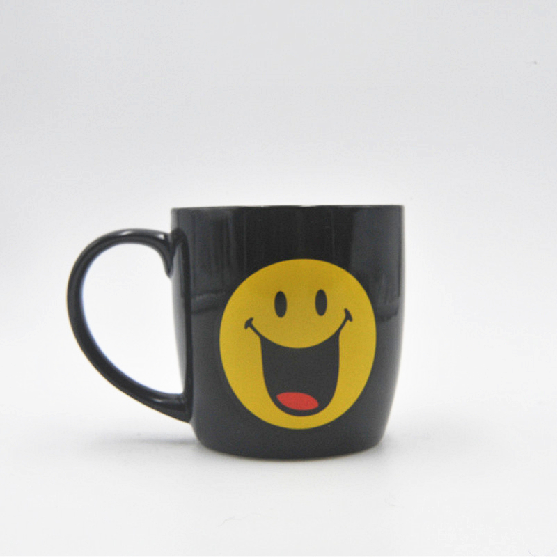 Lowest price emoji decaled black ceramic coffee mug