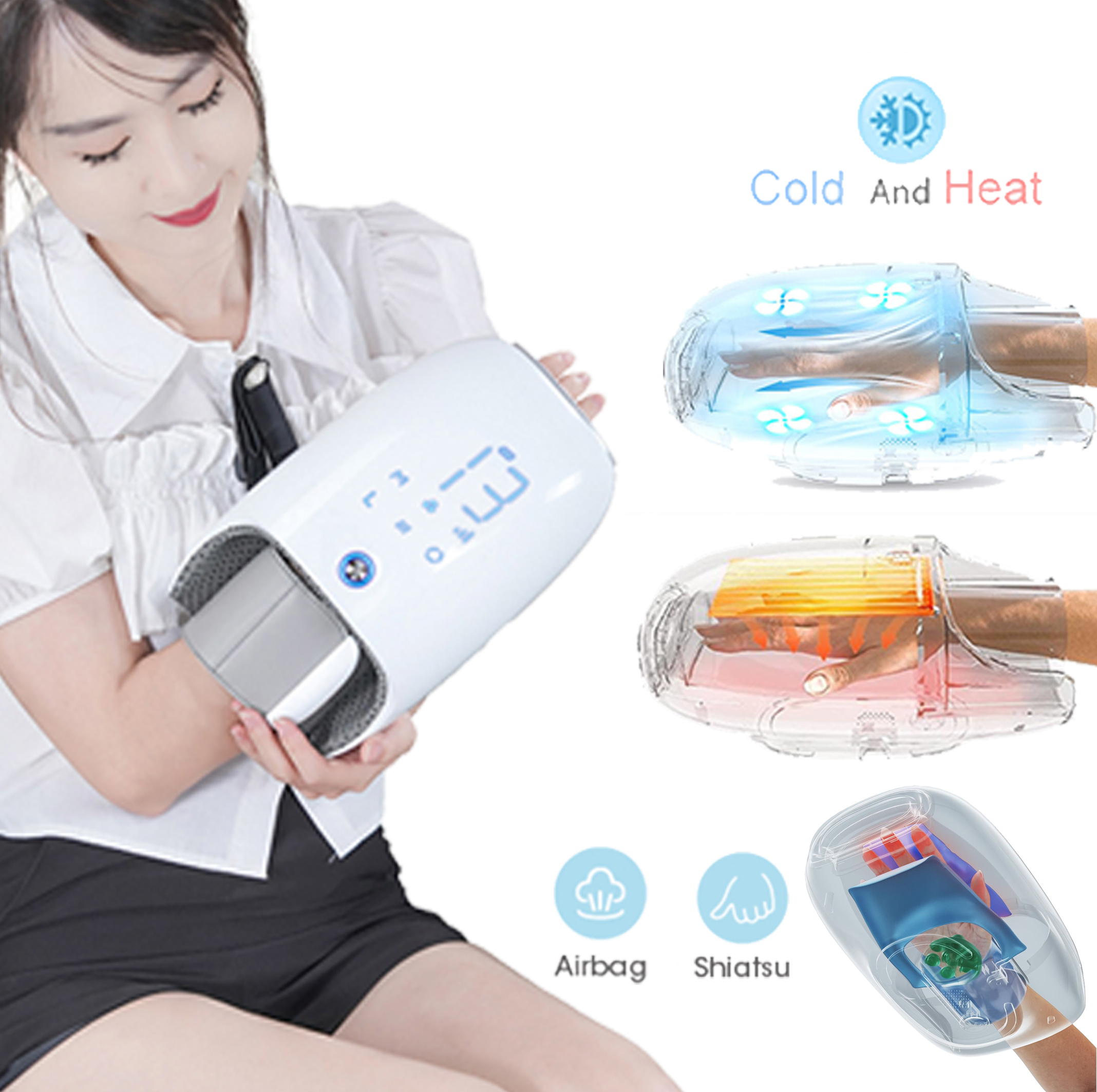 Electric Compression Air Pressure Point Therapy Electric Warmer Hand Massager With Heat