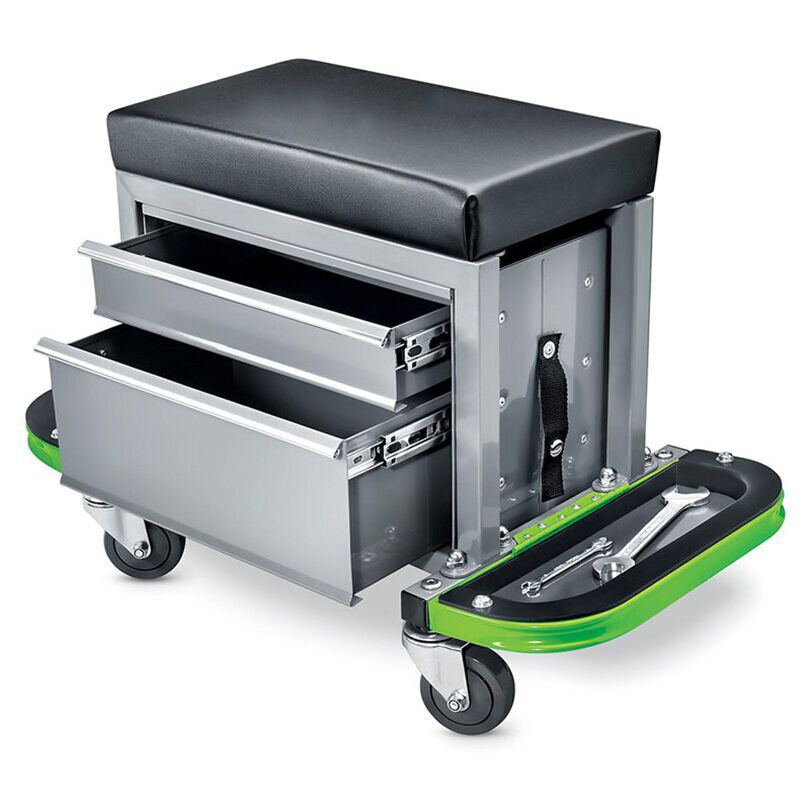 Mechanics Garage Stool Seat Padded Stool With 2 Tools Drawer
