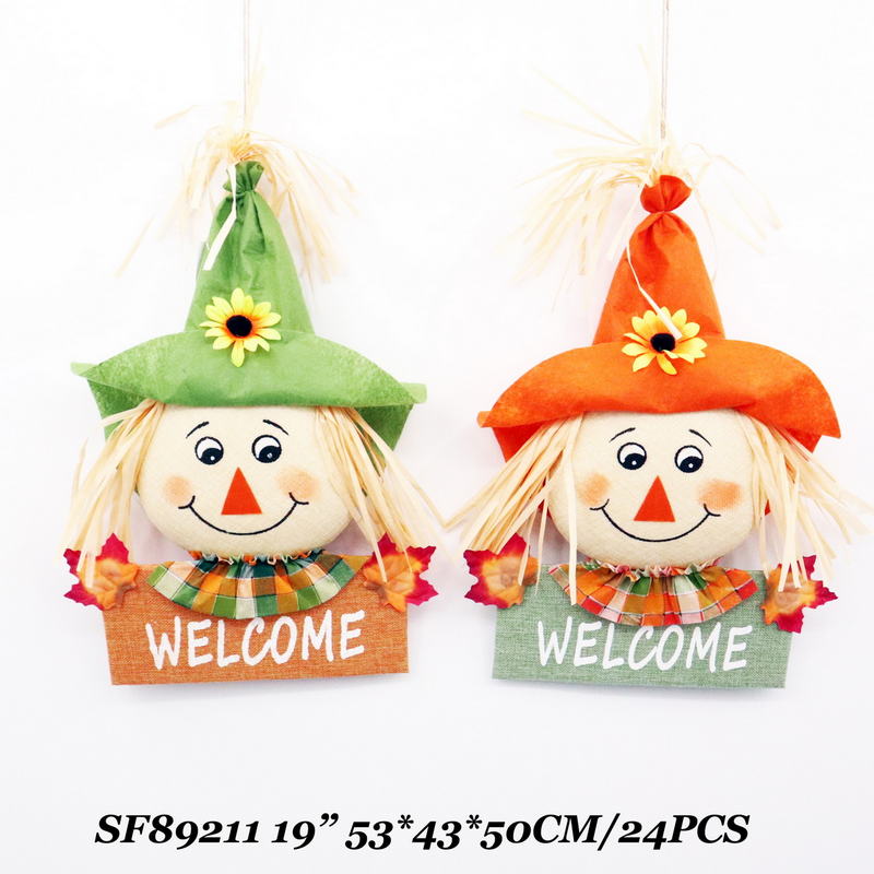 19 Inch Fall Havest Autumn Garden Holiday Decoration Scarecrow Head Outdoor Indoor Hanging