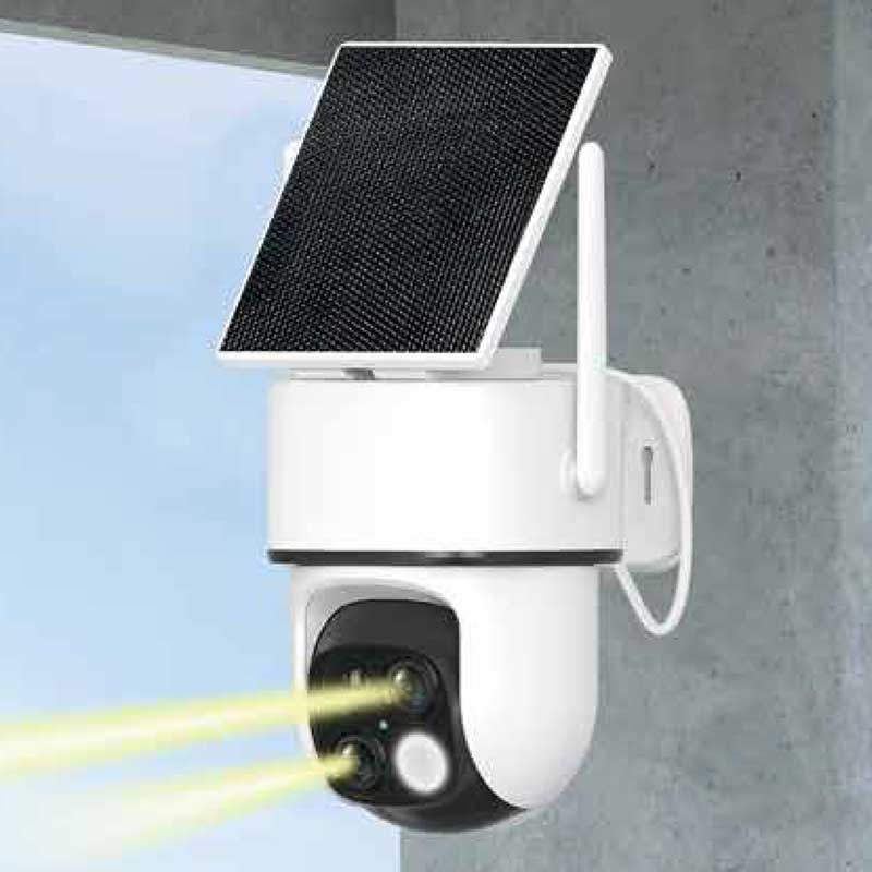 823RTD Outdoor Battery Dual Lens PTZ Solar Camera 3MP HD Built-in Li-Battery with Solar Panel