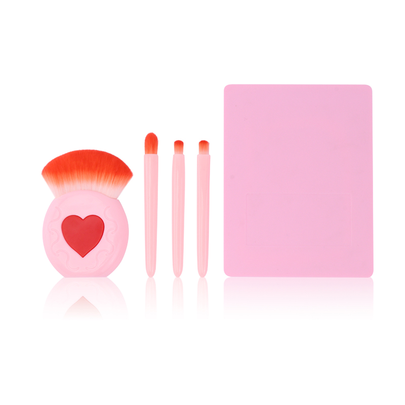 Small Size Makeup Brush Set Premium Synthetic Powder Blending Face Eye Shadow,With Makeup Mirror