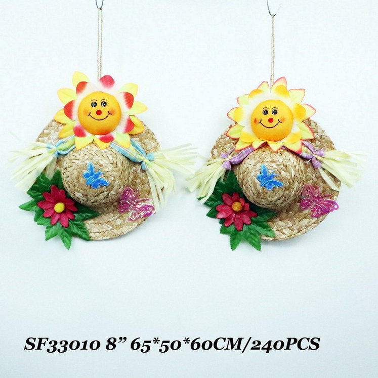 8 Inch Garden Decoration Ideas Handmade Sunflower Scarecrow With Straw Hat Hanging