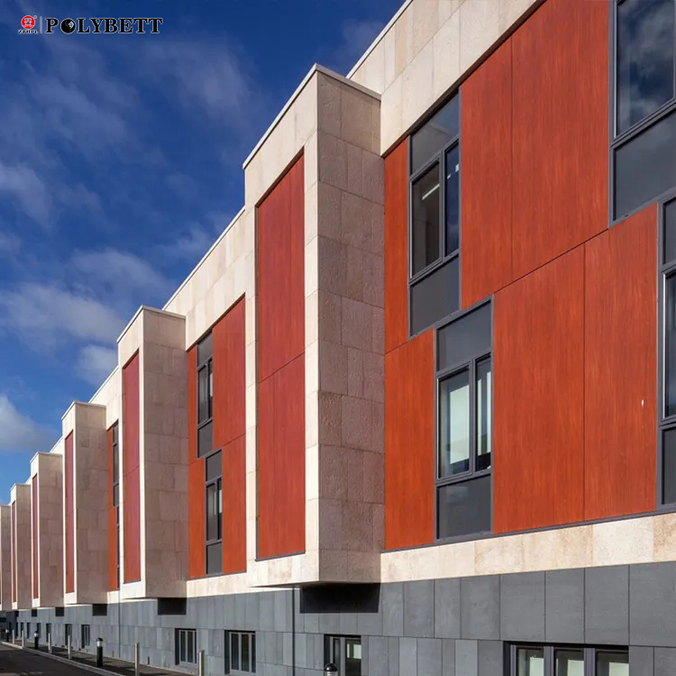 Polybett anti-uv HPL panel outdoor wood grain building facade cladding board