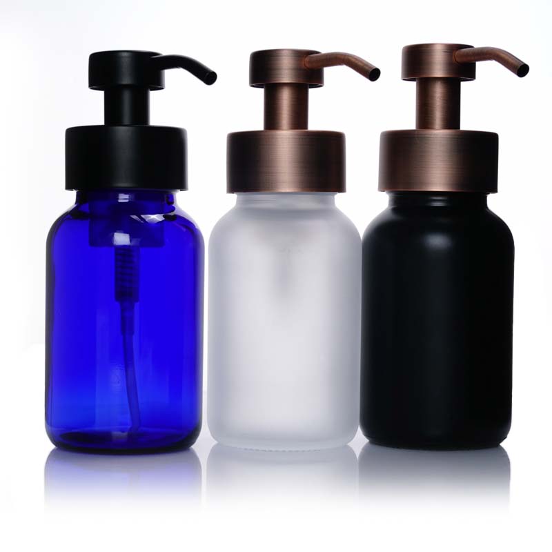 Foam Soap Dispenser Luxury 250ml Airless Foam Pump Dispenser Amber Eco Friendly Cosmetic Glass Bottl