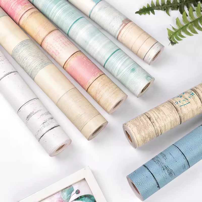 Home decoration wood grain PVC wallpaper self adhesive vinyl furniture veneer