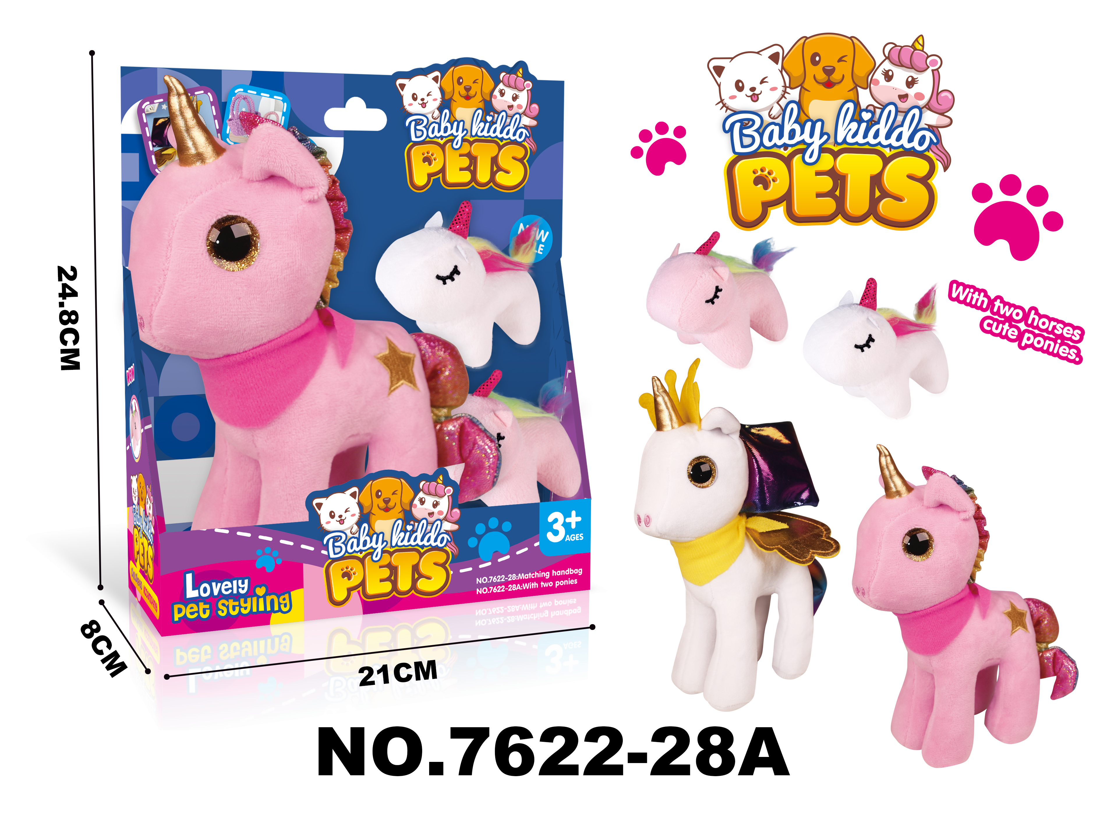Plush Pony + Small Unicorn Set (1 big horse +2 small Unicorns)