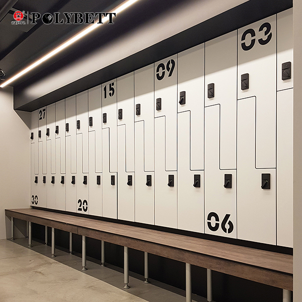 Wood Grain RFID Lock Smart Hpl Locker Electronic Lockers for Gym Changing Room