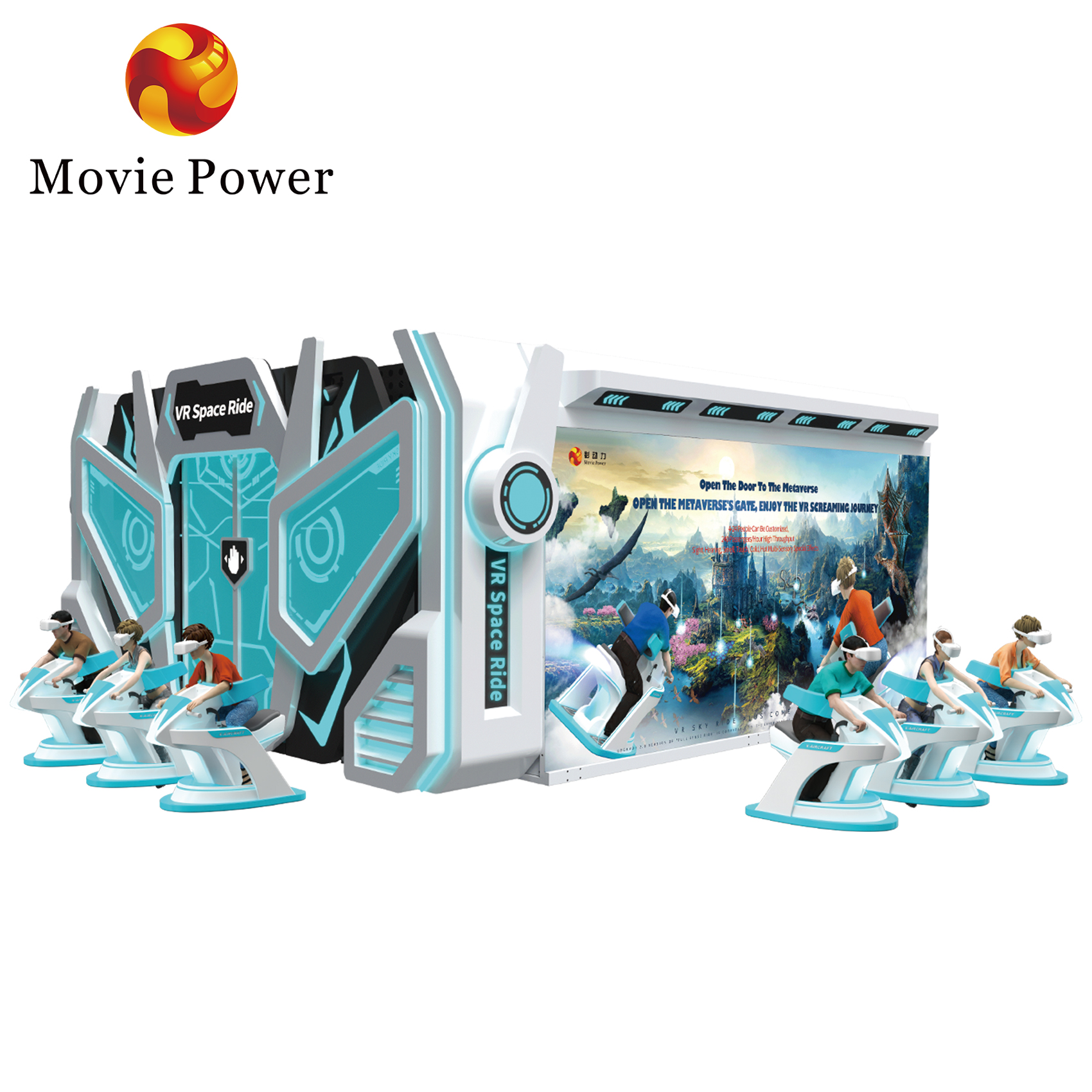 MoviePower VR Space Ride 8 Players Virtual Reality VR Flying Cinema VR Game Simulator Machine
