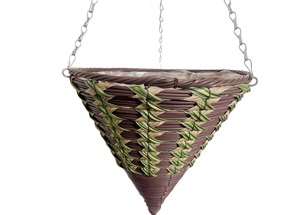 14In Plastic Rattan Hanging Flower Pot Artificail rattan Cone Shaped Plant Pot for Garden Decor