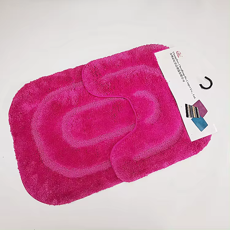 Plush Toilet 2 Pieces Set Non-Slip Comfortable Bath tub Mats Premium U-shaped Toilet Rug Combo Set