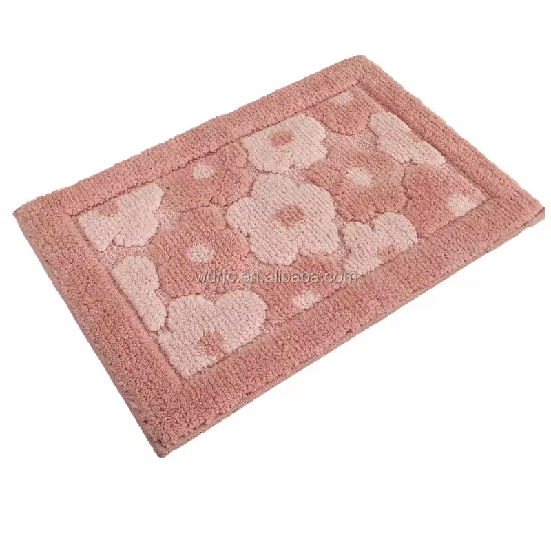 New design Jacquard cut pile style with floral and leaves pattern non-slip super absorbent floor mat