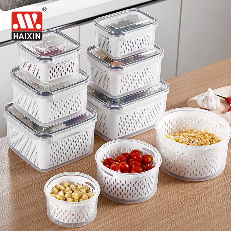 Food grade microwave airtight food storage containers set Easy Snap food container with drain basket