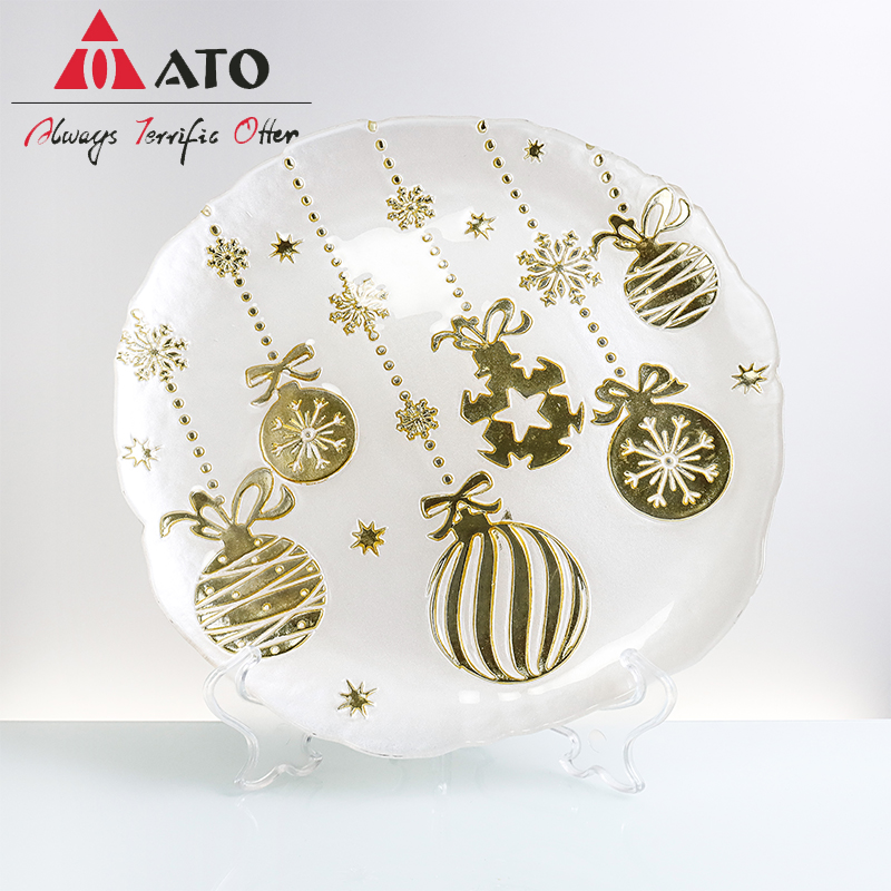 Dinnerware white Plate Glass ball pattern glass plates for Home Restaurant
