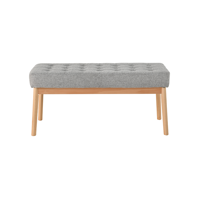 Footstool Wood Grey Fabric