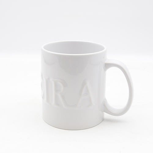 Concise embossed Stoneware mug with glossy glaze