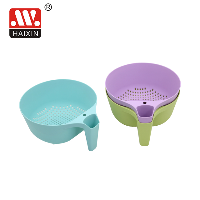 Haixin Plastic small Colander w/handle bpa free plastic kitchen washing basket Bowl Filter