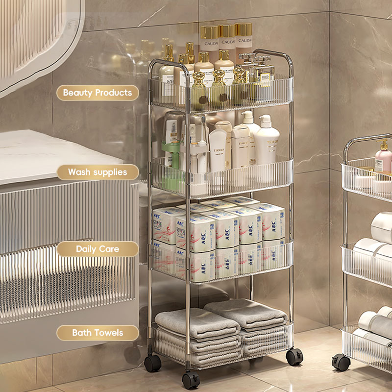 Haixing New Arrival 2/3/4 layer rack w/ wheel organizer Slit storage multifunctional stackable