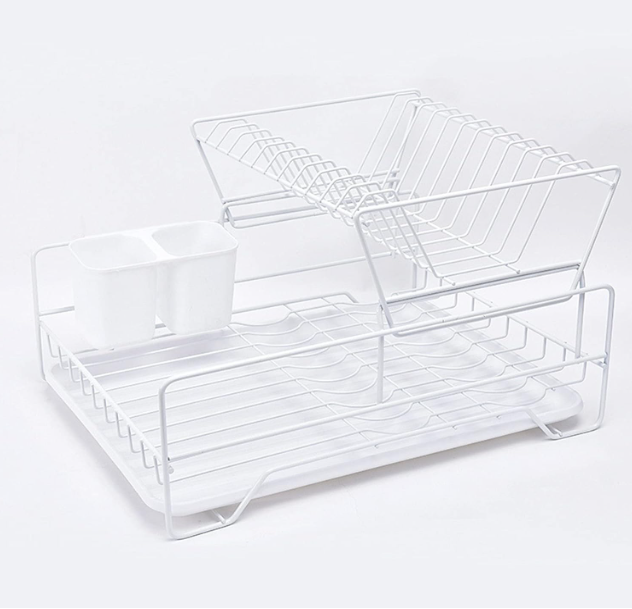 Dish Drainage Drying Rack Iron Flatware Multifunctional Double Layer Storage Rack and Utensil Holder