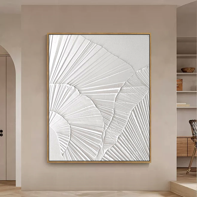 White Hot Sell Abstract Floral Hot Sale Designs Full Textured Handpainted Framed Canvas Wall Art