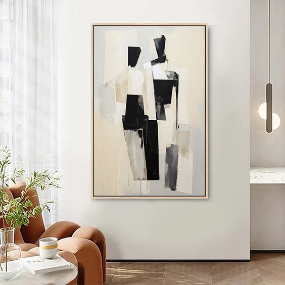 Abstract Black line Simple Concept Hot Sale Designs 3D Textured Hand Made Framed Canvas Wall Art