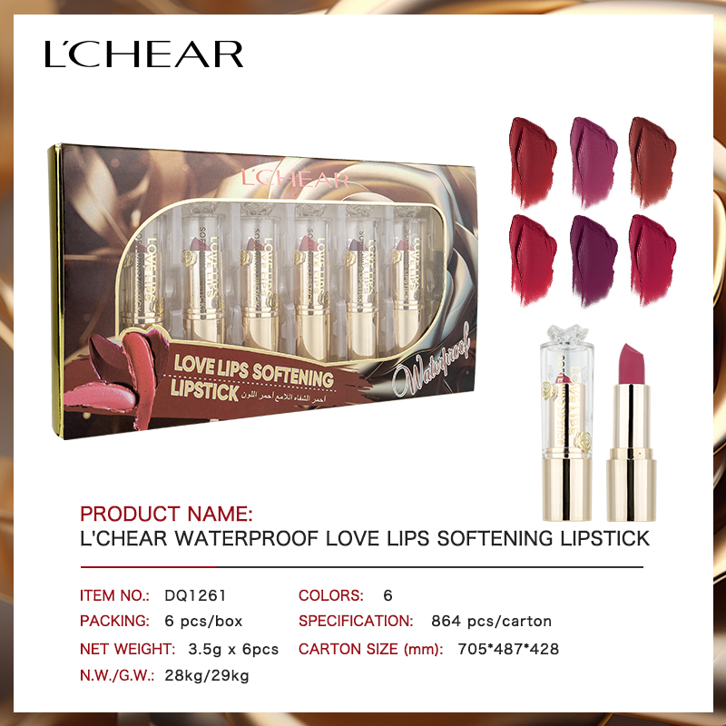 L'CHEAR Waterproof Love Lips Softening Lipstick Long Lasting Nourishing Lips