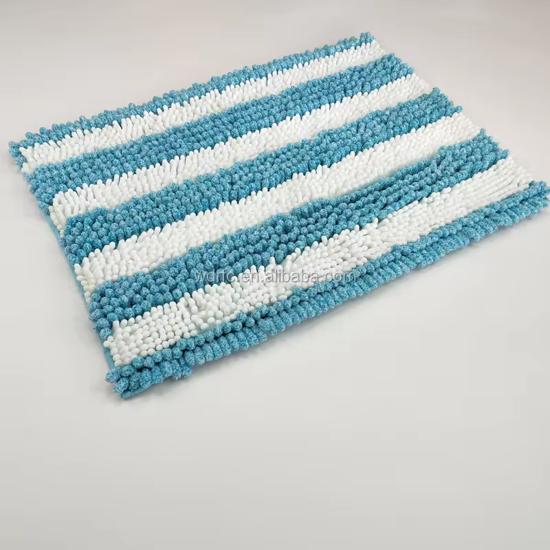 Fashion absorbent Chenille plush floor mat cationic color design foot relaxation mat
