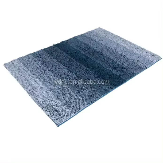 Custom color gradient super soft and comfortable shaggy chenille non-slip bath mats
