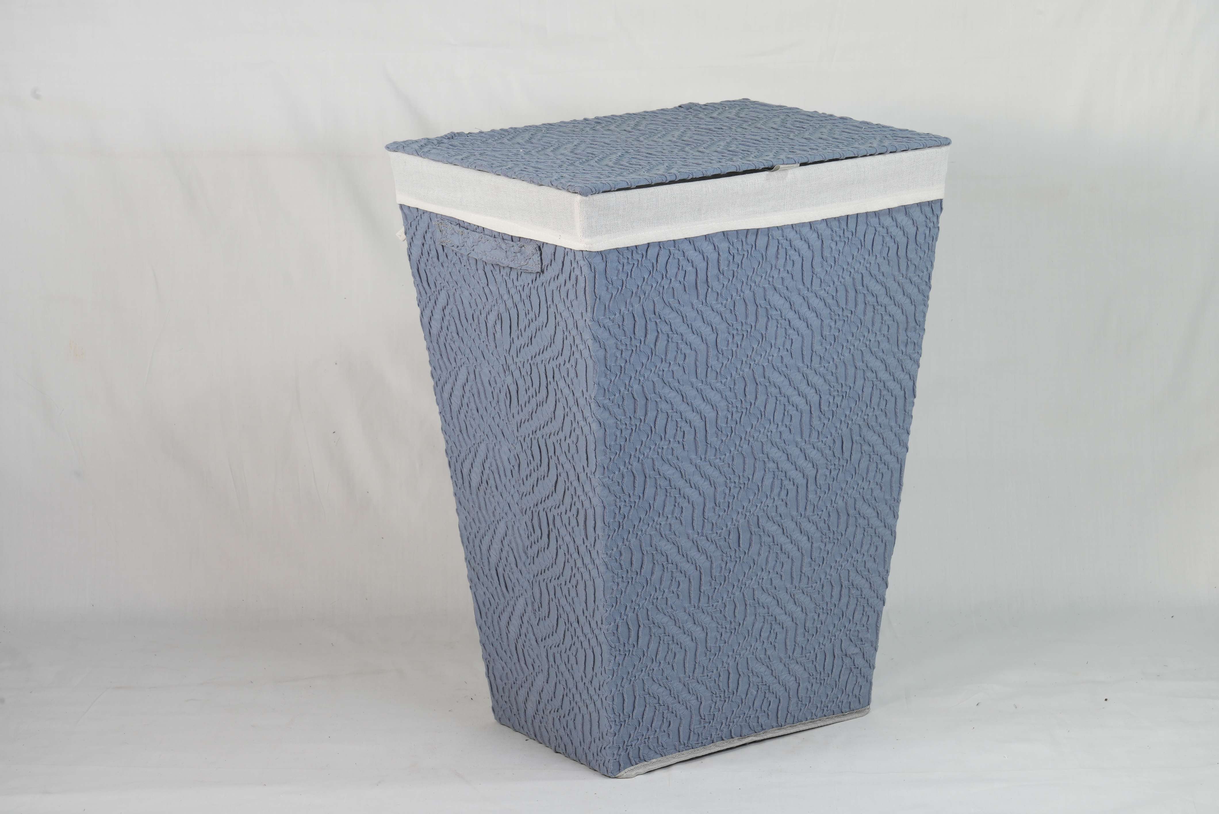 Rectangular tapered 3D textured fabric hamper