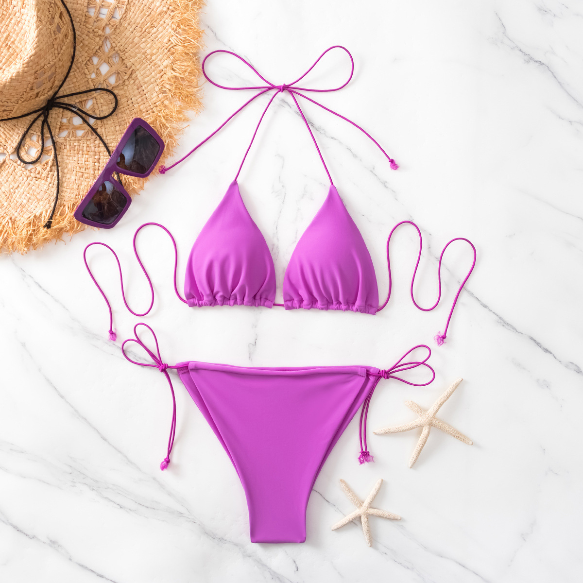 DYRX-Y1867 Eco friendly swimwear ladies sexy lace up bikini suit solid color beachwear