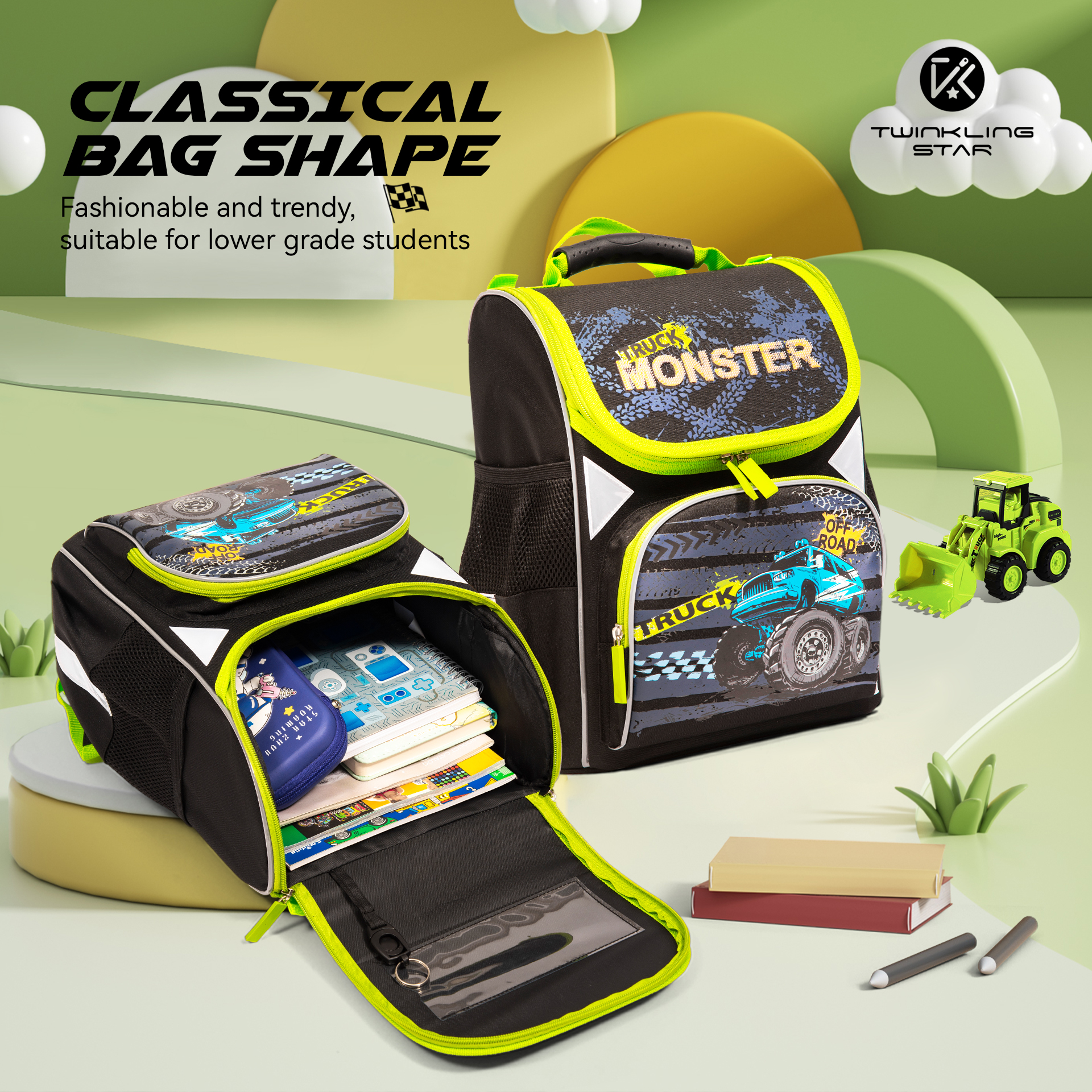 EVA hard shell backpack burden reduction spine backpack cartoon school bag series