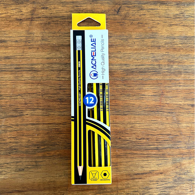 Yellow and black HB pencil with eraser