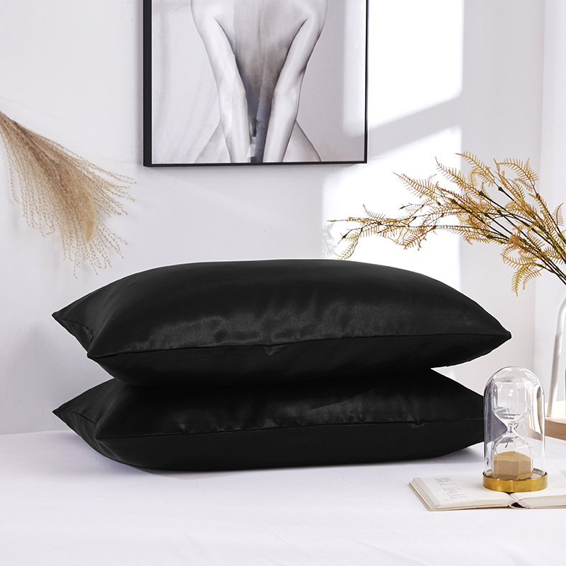 Factory manufacturer 20x30 plain colour 2pcs black blue yellow green Silky Queen Size Pillow Cover