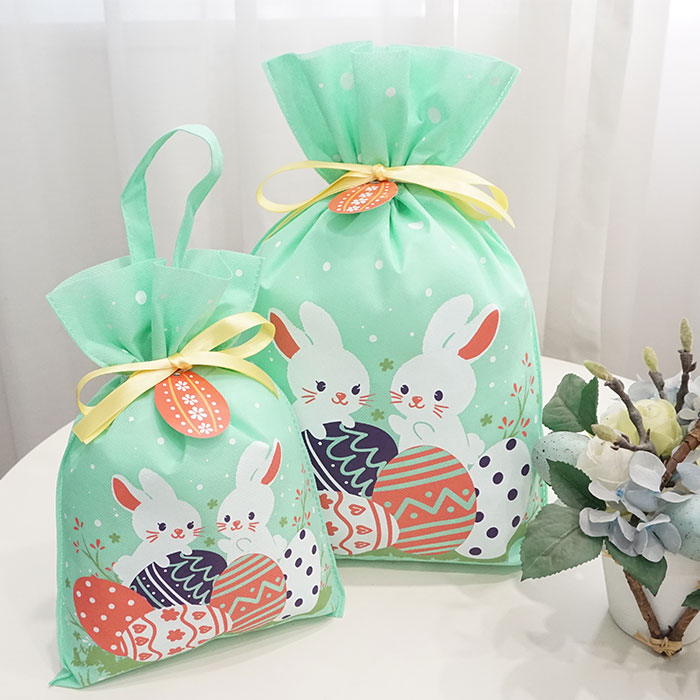 Green Non-woven Fabric Easter Bunny Gift Bag