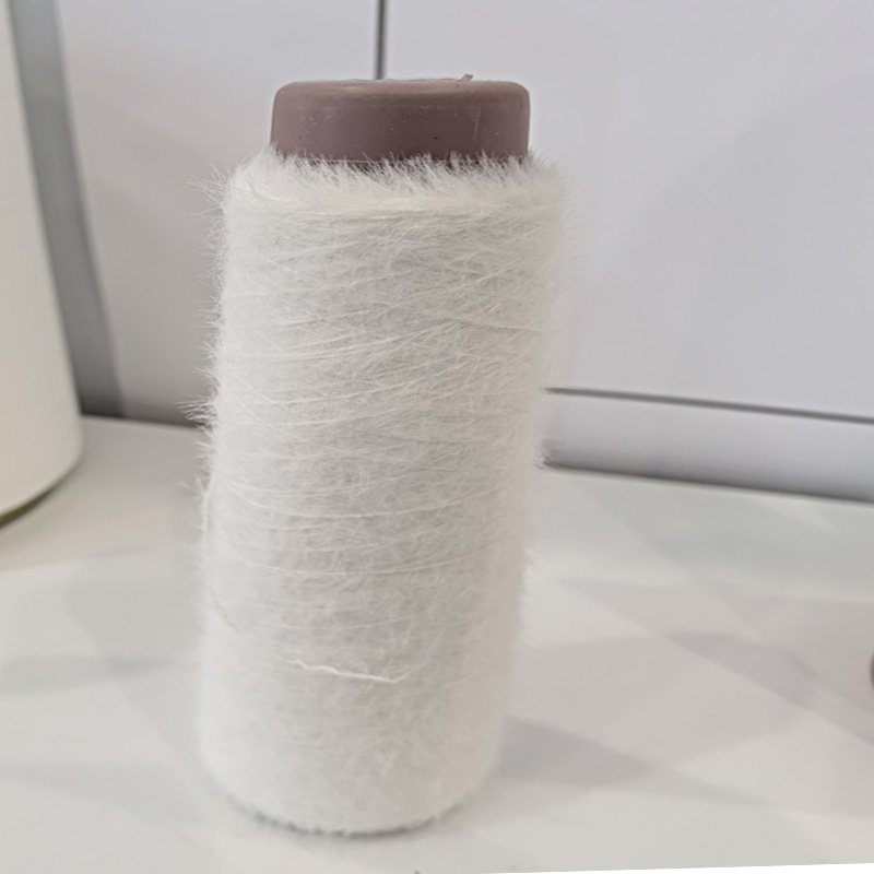 Hot sell Raw white Nylon filament fancy yarn hair yarn feather melange yarn 1.2cm 40D/24F + 40D/7F