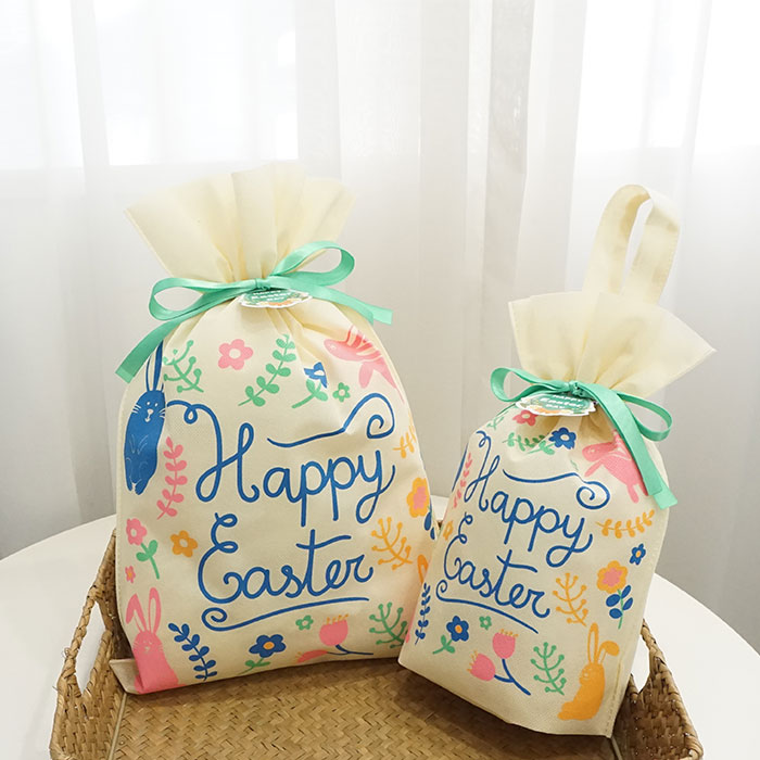 Beige Non-woven Easter Pattern Gift Bag