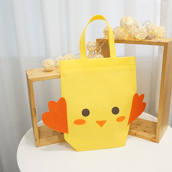 Yellow Non-woven Easter Chicken Pattern Hand Bag