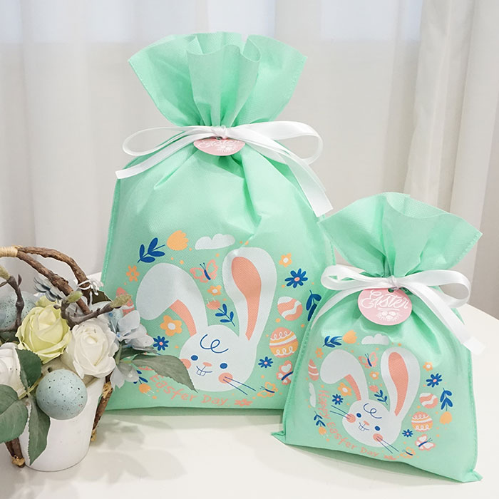 Green Non-woven Fabric Easter Rabbit Gift Bag