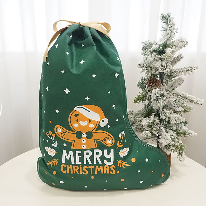 Green Non-woven Christmas The Gingerbread Man Gift Bag