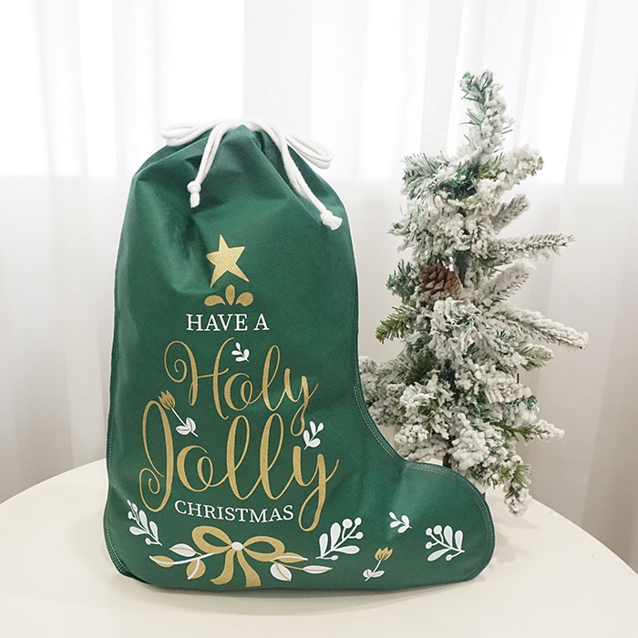 Green Non-woven Christmas Holy Stocking Gift Bag