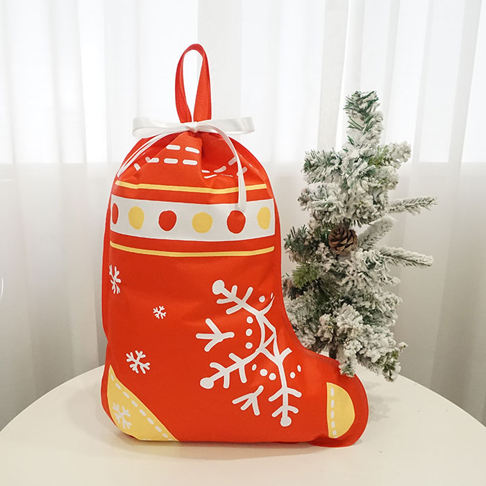 Red Non-woven Christmas White Tree Pattern Novelty Stocking Gift Bag