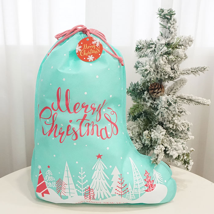 Green Non-woven Christmas White Tree Gift Bag