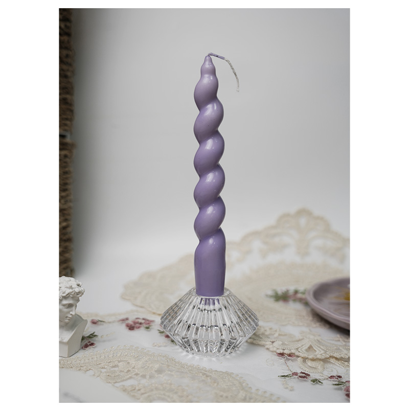 Tongda purple long pole spiral candles birthday party romantic decorative candles