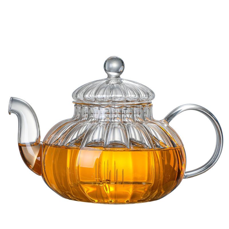 High borosilicate striped flower teapot